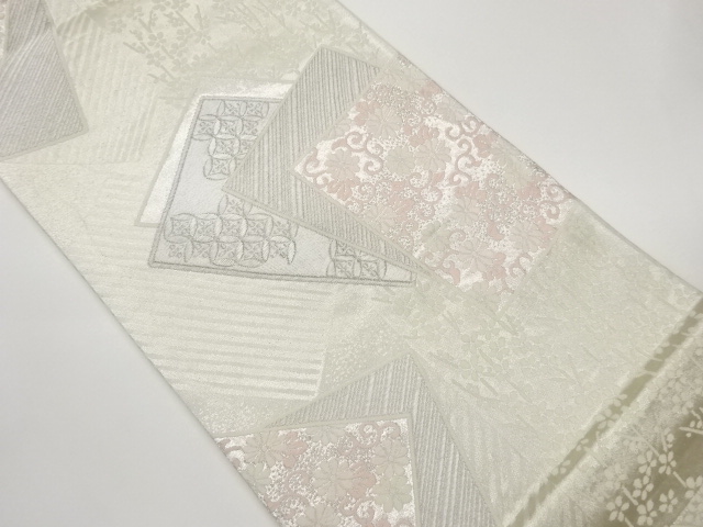 JAPANESE KIMONO / FUKURO OBI / WOVEN SHIPPO & ARABESQUE KIKU 